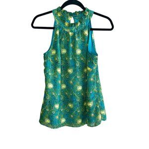 Liberty of London Target Hera Peacock Feathers High Neck Halter Top Size Small